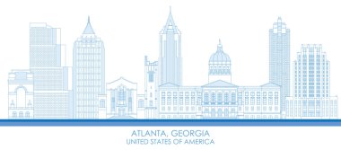 Outline Skyline panorama of Atlanta, Georgia, United States - vector illustration clipart