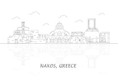 Yunanistan, Cyclades Adaları, Naxos 'un Skyline ana hatları - vektör illüstrasyonu