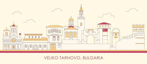 Cartoon Skyline Πανόραμα Της Πόλης Βέλικο Τάρνοβο Βουλγαρία Διανυσματική Απεικόνιση — Διανυσματικό Αρχείο
