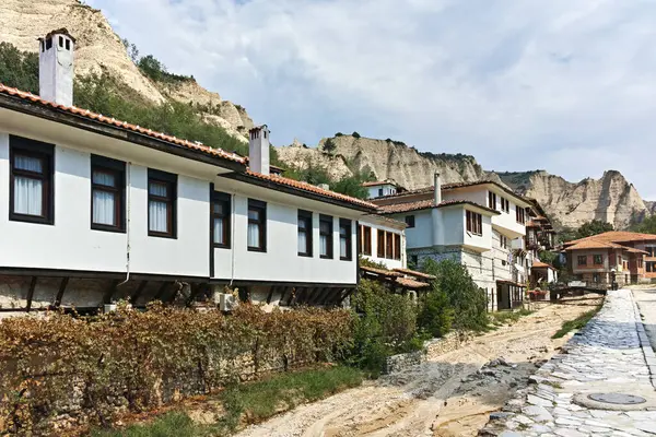 Melnik Bulgarije August 2022 Typische Straat Oude Huizen Het Historische — Stockfoto