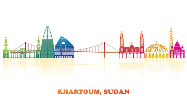 Barevné Panorama Města Chartúmu Súdán Vektorová Ilustrace — Stockový vektor