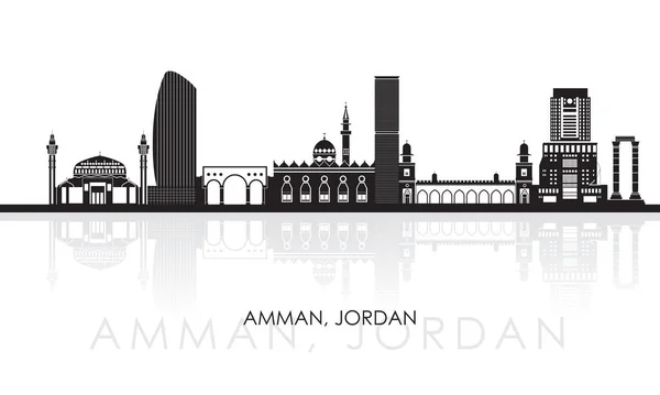 Panorama Silhouette Skyline Ville Amman Jordanie Illustration Vectorielle — Image vectorielle