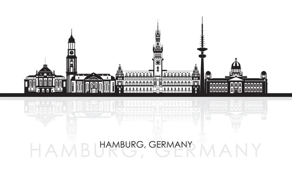 Silhouette Skyline Panorama Ciudad Hamburgo Alemania Ilustración Vectorial — Vector de stock
