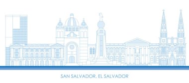 San Salvador, El Salvador- vektör çizimi Skyline panoraması