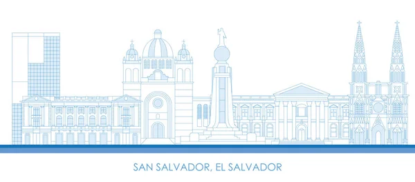 Plan Panoramique Ville San Salvador Salvador Illustration Vectorielle — Image vectorielle