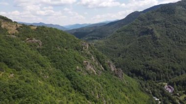 Aerial Summer view of Ecotrail Struilitsa and Devin River gorge, Smolyan Region, Bulgaria