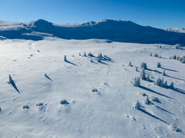 Bulgaristan 'ın Sofya Şehir Bölgesi, Vitosha Dağı' nın Hava Kış Manzarası