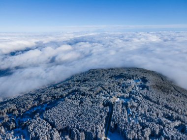 Bulgaristan 'ın Sofya Şehir Bölgesi, Vitosha Dağı' nın Hava Kış Manzarası