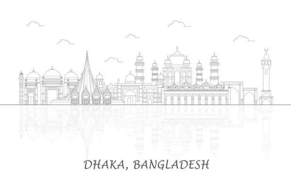 Aperçu Panorama Ville Dacca Bangladesh Illustration Vectorielle — Image vectorielle