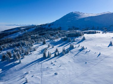 Bulgaristan 'ın Sofya Şehir Bölgesi, Vitosha Dağı' nın Hava Kış Manzarası