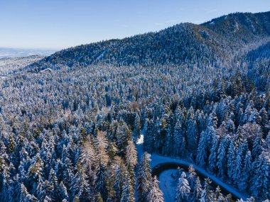 Bulgaristan 'ın Sofya Bölgesi' ndeki Borovets kayak merkezi yakınlarındaki Rila Dağı 'nın kış manzarası