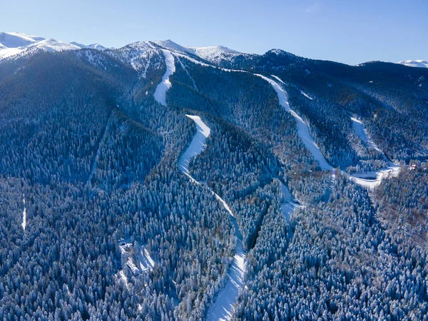 Légi Téli Kilátás Rila Mountain Síközpont Közelében Borovets Szófia Régió — Stock Fotó