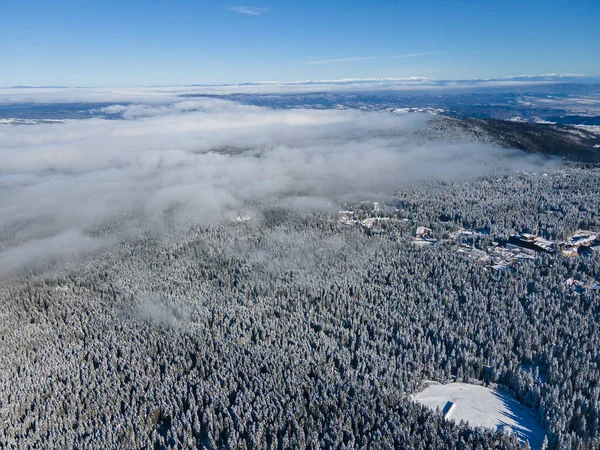 Letecký Zimní Pohled Rilu Lyžařského Střediska Borovets Sofijský Kraj Bulharsko — Stock fotografie