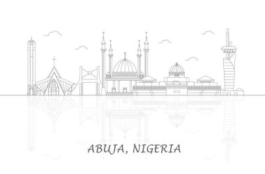 Nijerya 'nın Abuja şehrinin Skyline panoraması - vektör illüstrasyonu