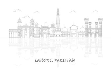 Pakistan 'ın Lahor şehrinin Skyline ana hatları - vektör illüstrasyonu