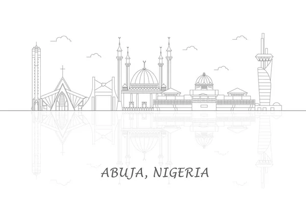 Esquema Skyline Panorama Ciudad Abuja Nigeria Ilustración Vectorial — Archivo Imágenes Vectoriales