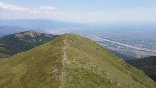 Pemandangan Matahari Terbenam Udara Gunung Belasitsa Daerah Blagoevgrad Bulgaria — Stok Video