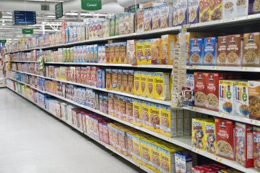 Grocery Store Cereal Shelves clipart