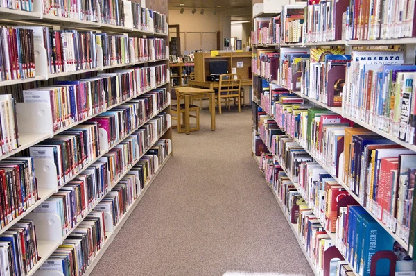 Bücher in Bücherregalen — Stockfoto