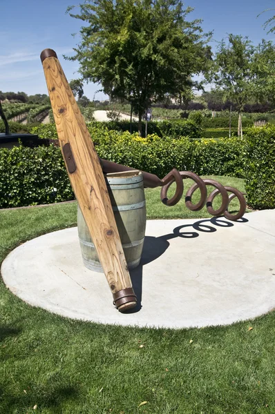 Wine Barrel and Corkscrew — Stock Photo, Image