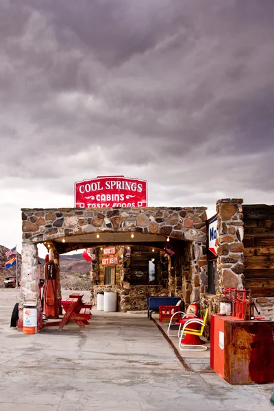 Route 66 oude school gas station — Stockfoto