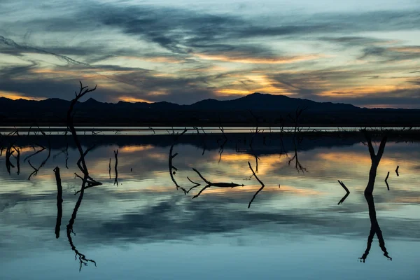 Pôr do sol das zonas húmidas do deserto — Fotografia de Stock