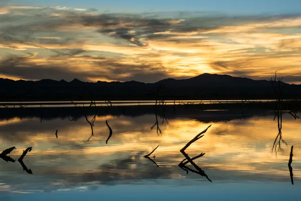 Issız sulak günbatımı — Stok fotoğraf