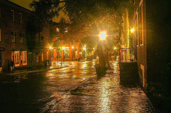 Luces nocturnas en el casco antiguo — Foto de Stock