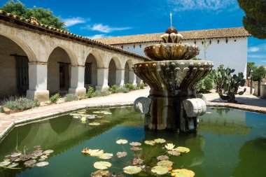 Old Spanish Mission and Fountain clipart