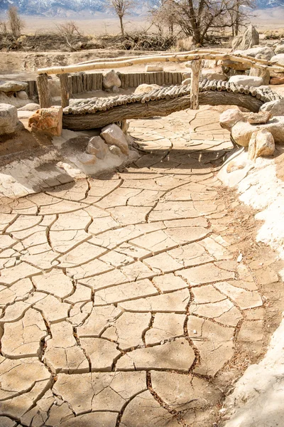 Cracked Mud in a Japanese Garden — Stock Photo, Image