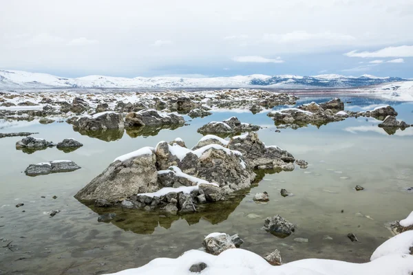 Efeito do lago e neve — Fotografia de Stock