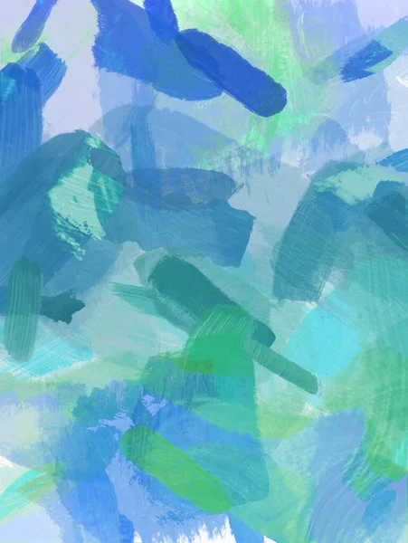 Painted Blue Green Background Image Large Brush Strokes Messy Paint — Stock Photo, Image