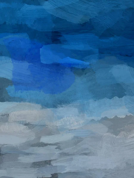 Pittura Astratta Cielo Blu Immagine Sfondo Con Grandi Pennellate Vernice — Foto Stock