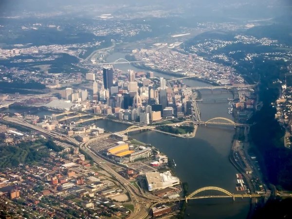 Pittsburgh luchtfoto Stockafbeelding