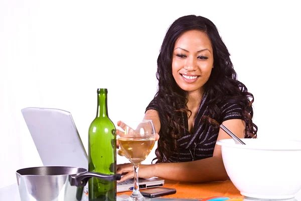 Beautiful Girl Cooking in the Kitchen — Stock Photo, Image