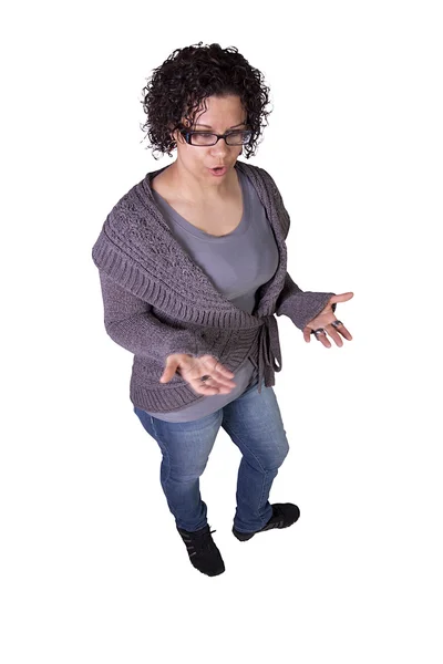 Beautiful Girl Standing Up With her Hand Open — Stock Photo, Image