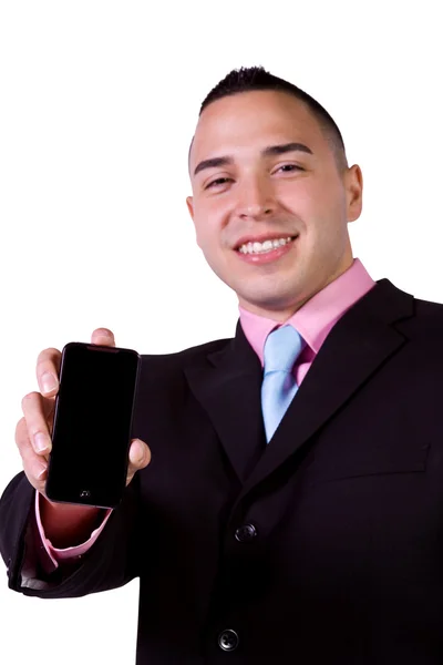 Businessman Holding a Cell Phone — Stock Photo, Image