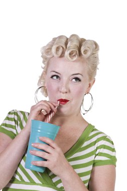 içme - izole pin-up elbiseli kadın