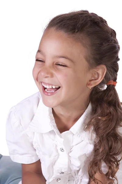 Beautiful Cute Little Girl Posing on an Isolated Background — Stock Photo, Image