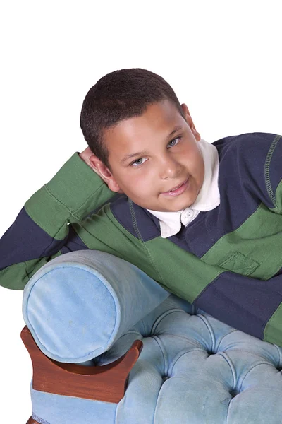 Cure Preteen Boy on the Couch — Stock Photo, Image