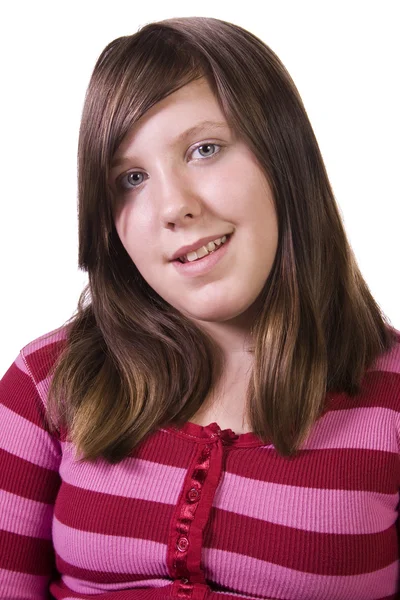 Close up of a beatuiful teenager posing - isolated background — Stock Photo, Image