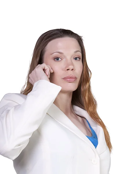 Businesswoman at Talking on the Cell Phone at Work — Stock Photo, Image