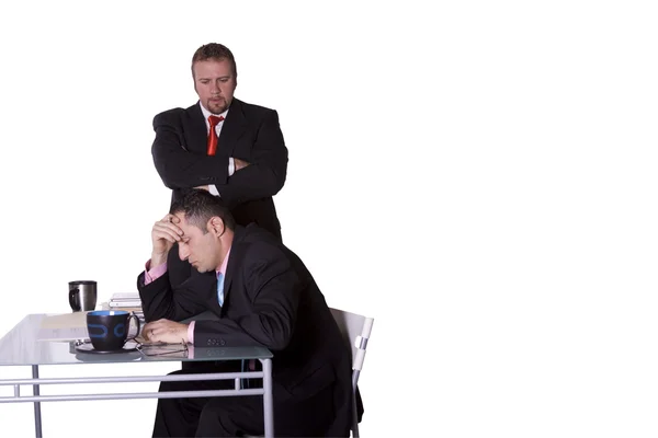 Boss Checking on His Employee with Copy Space — Stock Photo, Image