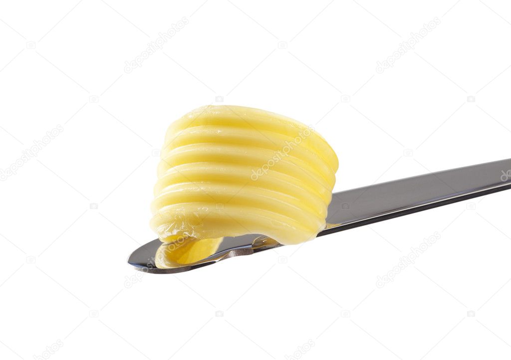 Butter curl on knife