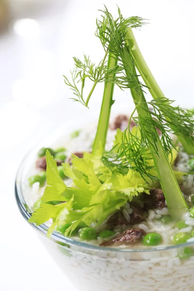 Beef soup with rice — Stock Photo, Image