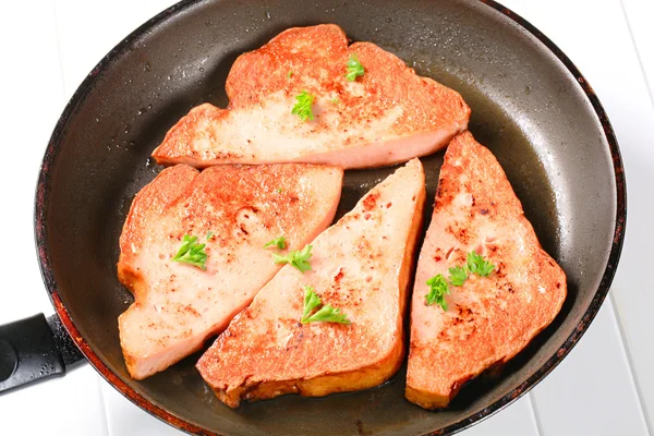 Carne frita pan almoço — Fotografia de Stock