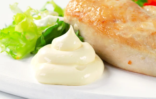 Chicken breast fillet with mayonnaise — Stock Photo, Image