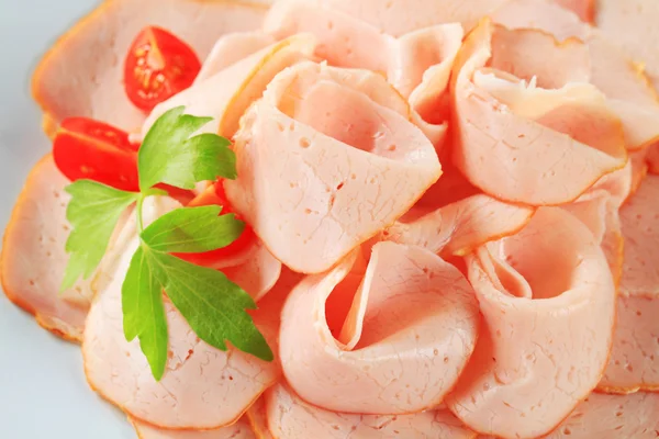 Delicately sliced ham — Stock Photo, Image