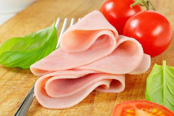 Dunne plakjes ham — Stockfoto