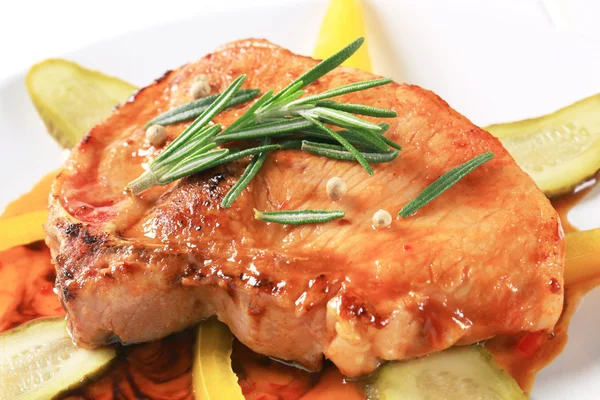 Pork chop in spicy glaze — Stock Photo, Image